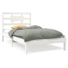 vidaXL gultas rāmis, balts, masīvkoks, 100x200 cm cena un informācija | Gultas | 220.lv