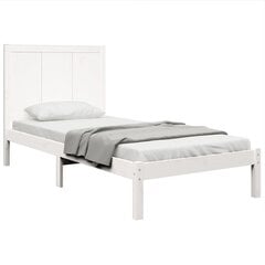 vidaXL gultas rāmis, balts, priedes masīvkoks, 75x190 cm, 2FT6 cena un informācija | Gultas | 220.lv