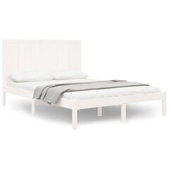 vidaXL gultas rāmis, balts, priedes masīvkoks, 135x190 cm, 4FT6 cena un informācija | Gultas | 220.lv
