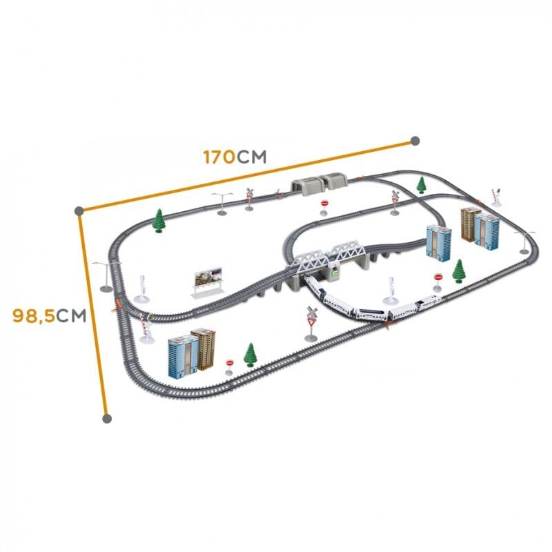 Elektriskais dzelzceļš ar piederumiem, 914 cm цена и информация | Rotaļlietas zēniem | 220.lv