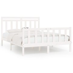 vidaXL gultas rāmis, balts, priedes masīvkoks, 150x200 cm, 5FT цена и информация | Кровати | 220.lv