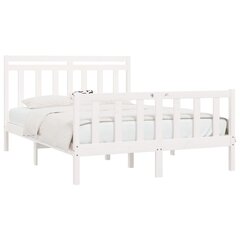 vidaXL gultas rāmis, balts, priedes masīvkoks, 150x200 cm, 5FT цена и информация | Кровати | 220.lv