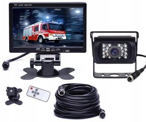 ATPAKAĻSKATA KAMERA AUTOMAŠĪNAI 18IR MONITOR 7 TIR BUS 15m 12V / 24V цена и информация | ПОЛКА-ОРГАНИЗАТОР ДЛЯ ТЕЛЕФОНА В АВТОМОБИЛЬ | 220.lv