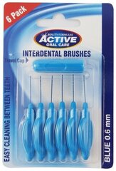 Щетки для межзубных промежутков Active Oral Care Interdental Brushes, 0,60 мм, 6 шт. цена и информация | Зубные щетки, пасты | 220.lv