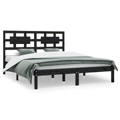 vidaXL gultas rāmis, melns, priedes masīvkoks, 150x200 cm, 5FT цена и информация | Кровати | 220.lv