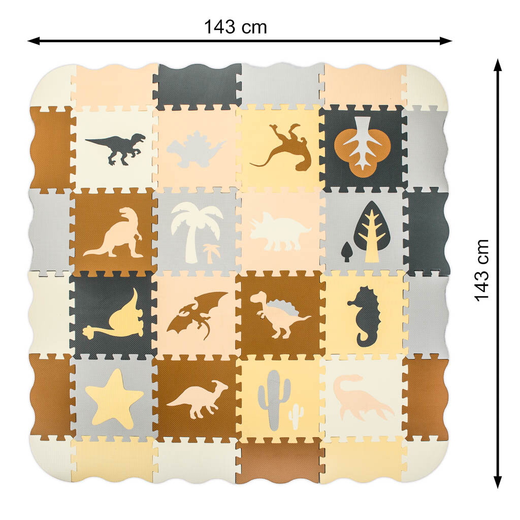 Putu puzles paklājiņš dinozauri 36el 143x143cm cena un informācija | Attīstošās rotaļlietas | 220.lv