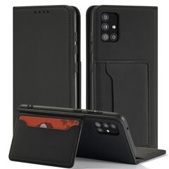 Hurtel Magnet Card Case paredzēts Samsung Galaxy A12 5G, melns cena un informācija | Telefonu vāciņi, maciņi | 220.lv