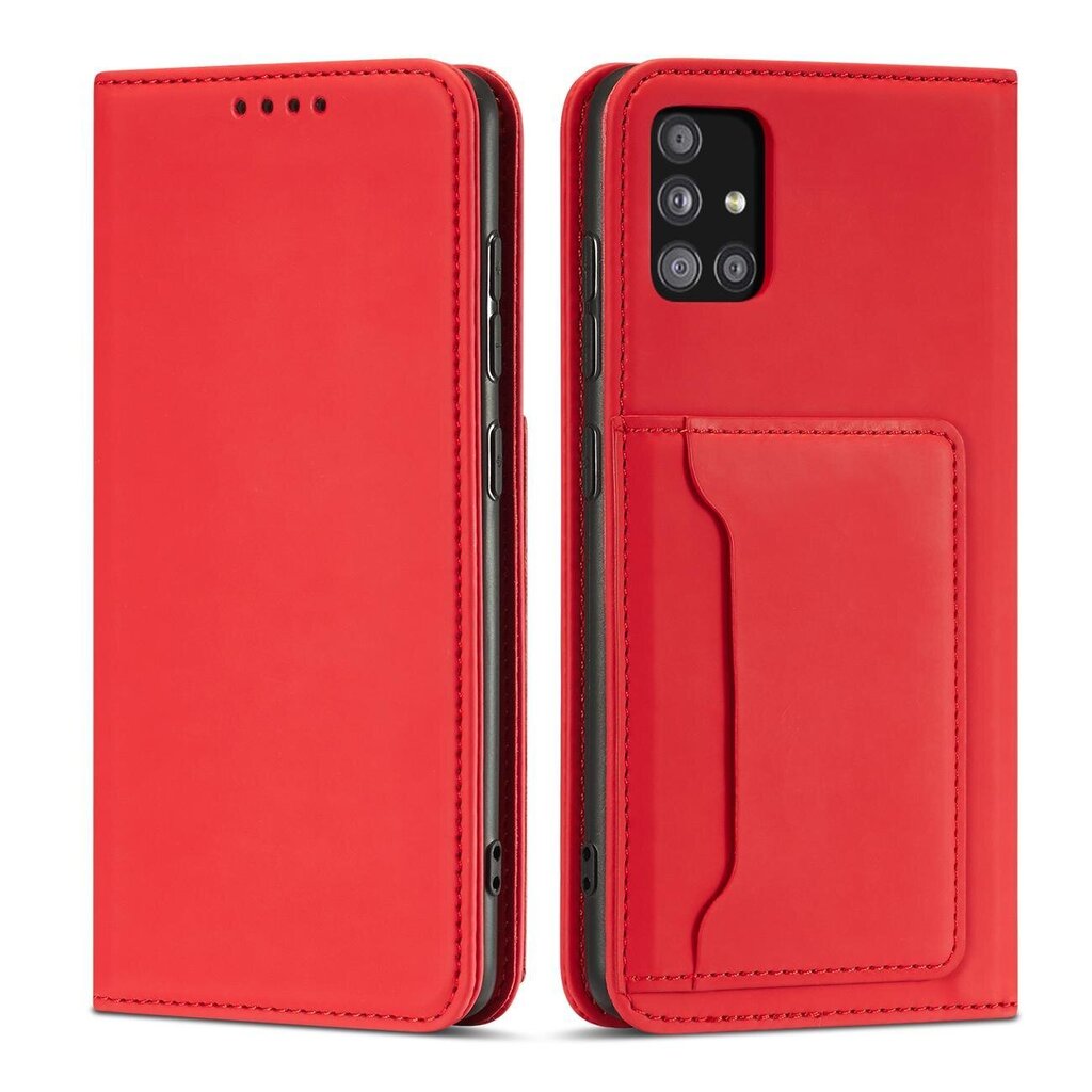 Hurtel Magnet Card Case paredzēts Samsung Galaxy A12 5G, sarkans цена и информация | Telefonu vāciņi, maciņi | 220.lv