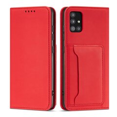 Hurtel Magnet Card Case paredzēts Samsung Galaxy A52 5G, sarkans cena un informācija | Telefonu vāciņi, maciņi | 220.lv
