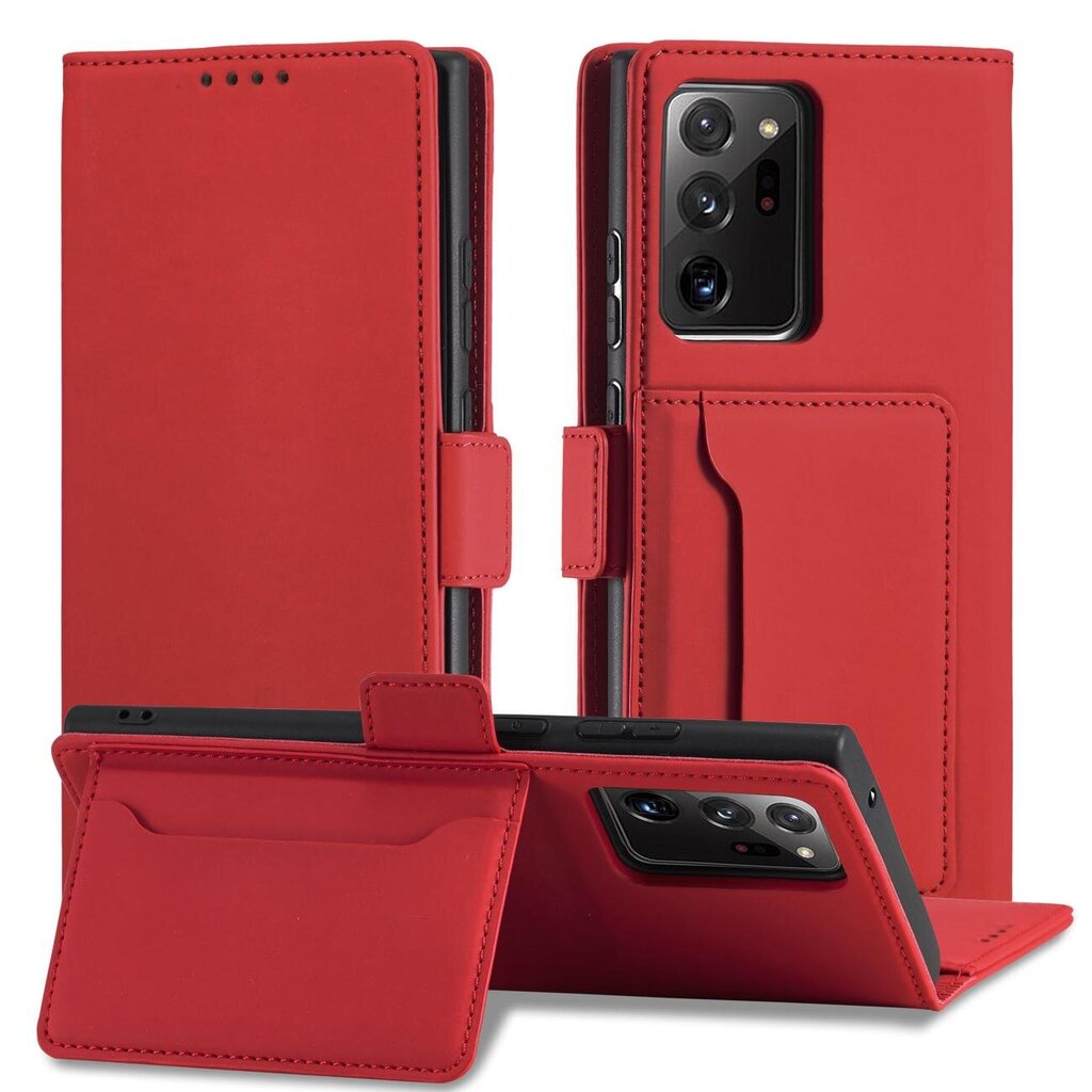 Hurtel Magnet Card Case paredzēts Samsung Galaxy S22 Ultra, sarkans цена и информация | Telefonu vāciņi, maciņi | 220.lv