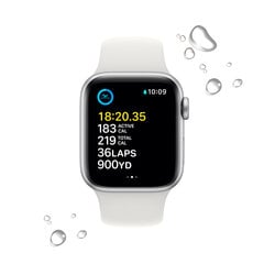 Apple Watch SE GPS 44мм Silver Aluminium Case with White Sport Band - Regular 2nd Gen - MNK23EL/A цена и информация | Смарт-часы (smartwatch) | 220.lv