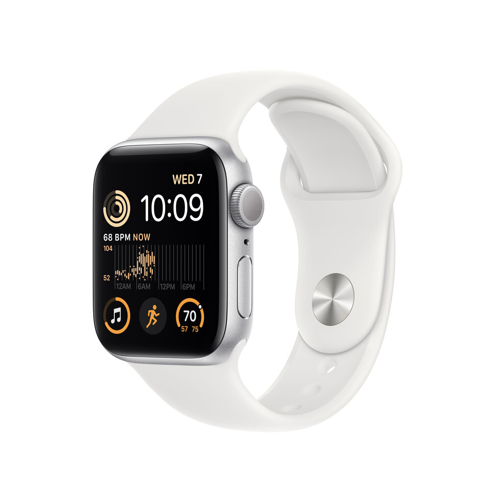 Apple Watch SE GPS 44mm Silver Aluminium Case with White Sport Band - Regular 2nd Gen - MNK23EL/A cena un informācija | Viedpulksteņi (smartwatch) | 220.lv