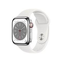 Apple Watch Series 8 GPS + Cellular 41mm Silver Stainless Steel Case ,White Sport Band - MNJ53EL/A LV-EE cena un informācija | Apple Viedpulksteņi un fitnesa aproces | 220.lv