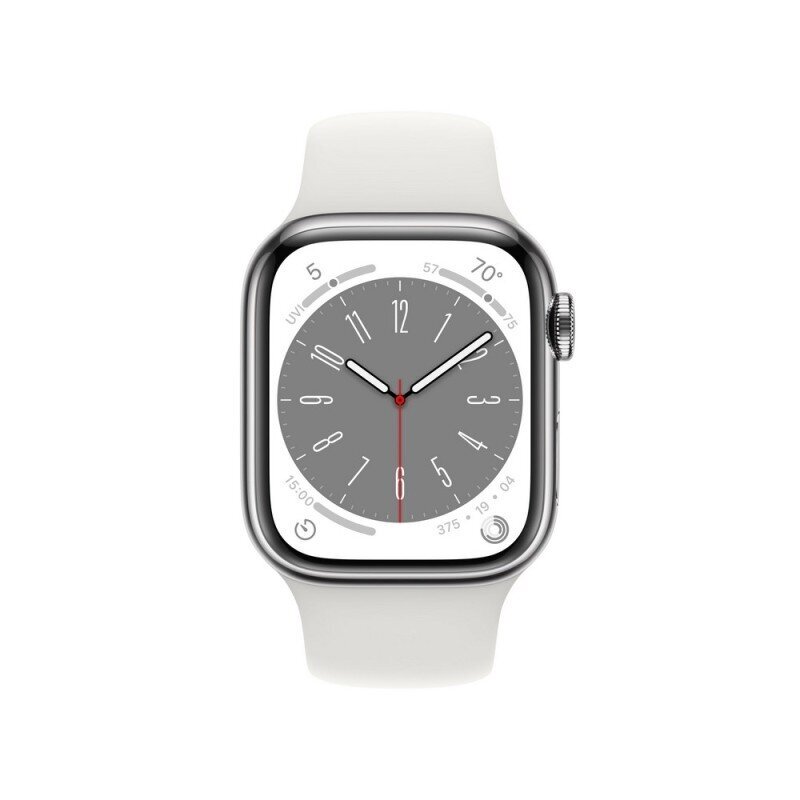 Apple Watch Series 8 41mm Silver Stainless Steel/White Sport Band cena un informācija | Viedpulksteņi (smartwatch) | 220.lv