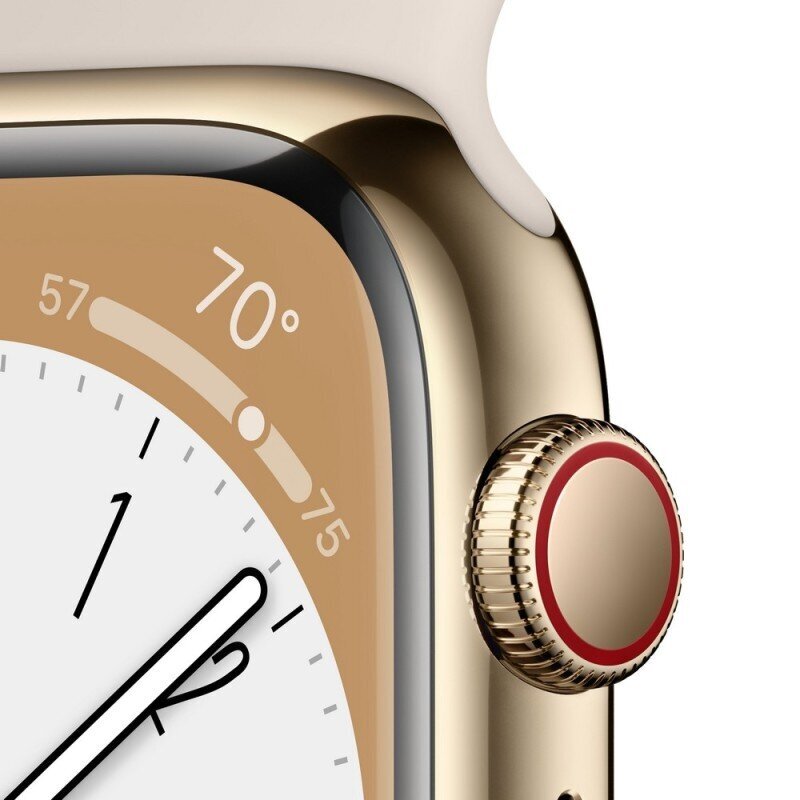 Apple Watch Series 8 41mm Gold Stainless Steel/Starlight Sport Band cena un informācija | Viedpulksteņi (smartwatch) | 220.lv