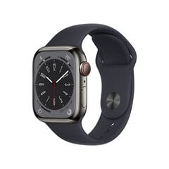 Apple Watch Series 8 GPS + Cellular 41mm Graphite Stainless Steel Case ,Midnight Sport Band - MNJJ3EL/A LV-EE cena un informācija | Apple Viedpulksteņi un fitnesa aproces | 220.lv