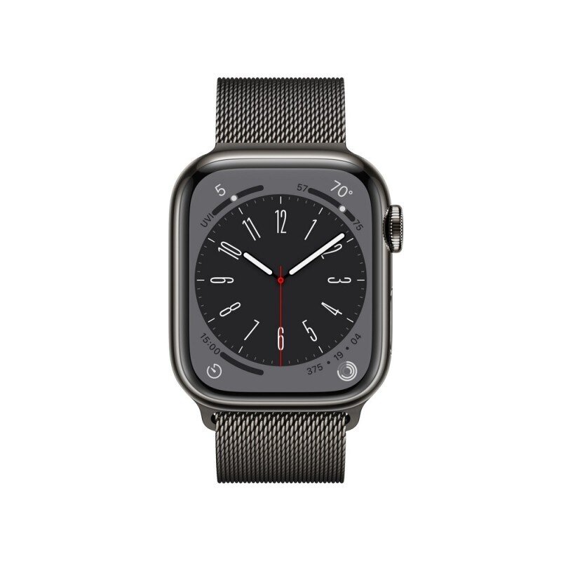 Apple Watch Series 8 GPS + Cellular 41mm Graphite Stainless Steel Case ,Graphite Milanese Loop MNJM3EL/A LV-EE cena un informācija | Viedpulksteņi (smartwatch) | 220.lv