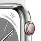 Apple Watch Series 8 GPS + Cellular 45mm Silver Stainless Steel Case ,White Sport Band - MNKE3EL/A LV-EE cena un informācija | Viedpulksteņi (smartwatch) | 220.lv