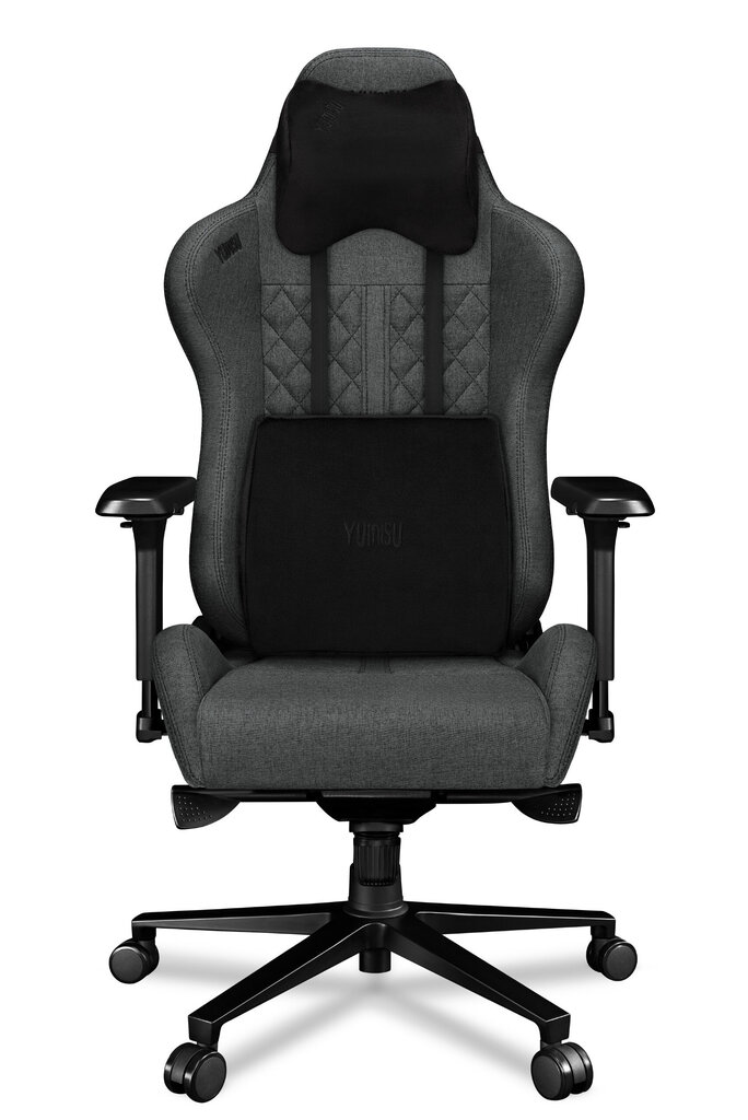Spēļu krēsls Yumisu 2050, gobelēns, pelēks-melns cena un informācija | Biroja krēsli | 220.lv