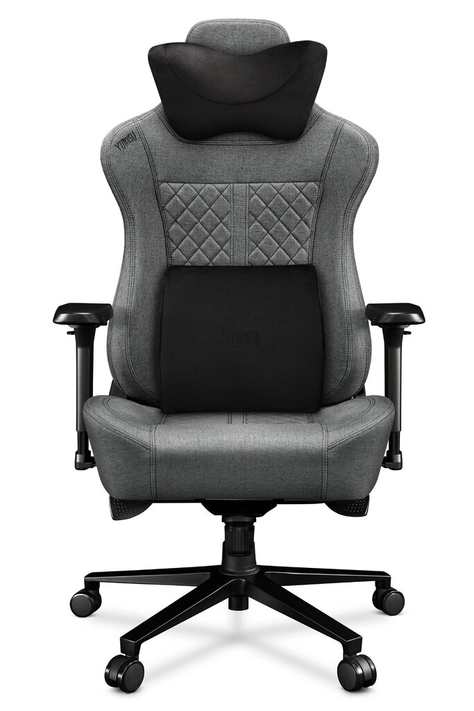 Datora krēsls Yumisu 2052 Cloud Black spēlētājiem, auduma polsterējums, gaiši pelēks-melns cena un informācija | Biroja krēsli | 220.lv