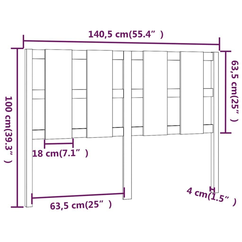 Gultas galvgalis, medus brūns, 140,5x4x100cm, priedes masīvkoks цена и информация | Gultas | 220.lv