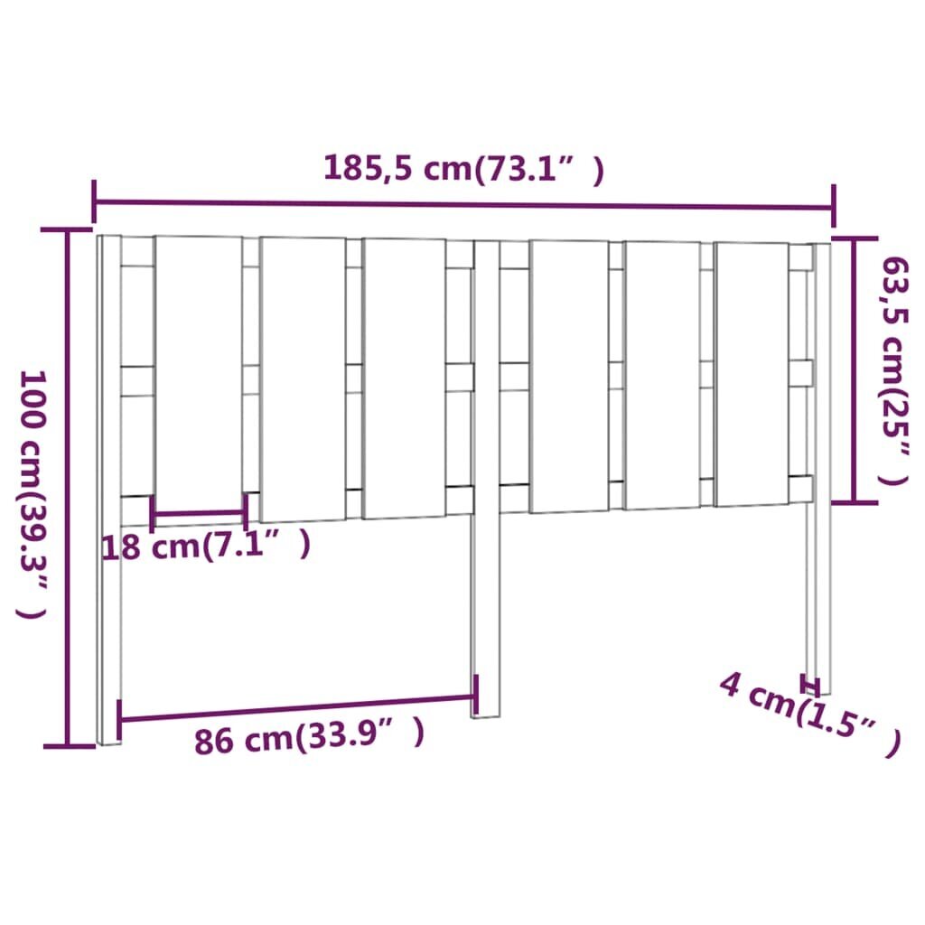 Gultas galvgalis, 185,5x4x100cm, priedes masīvkoks cena un informācija | Gultas | 220.lv