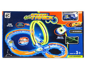 Autotrase ar gaismu Glow Speed Track 45 x 7 x 26 cm (N-935) цена и информация | Игрушки для мальчиков | 220.lv