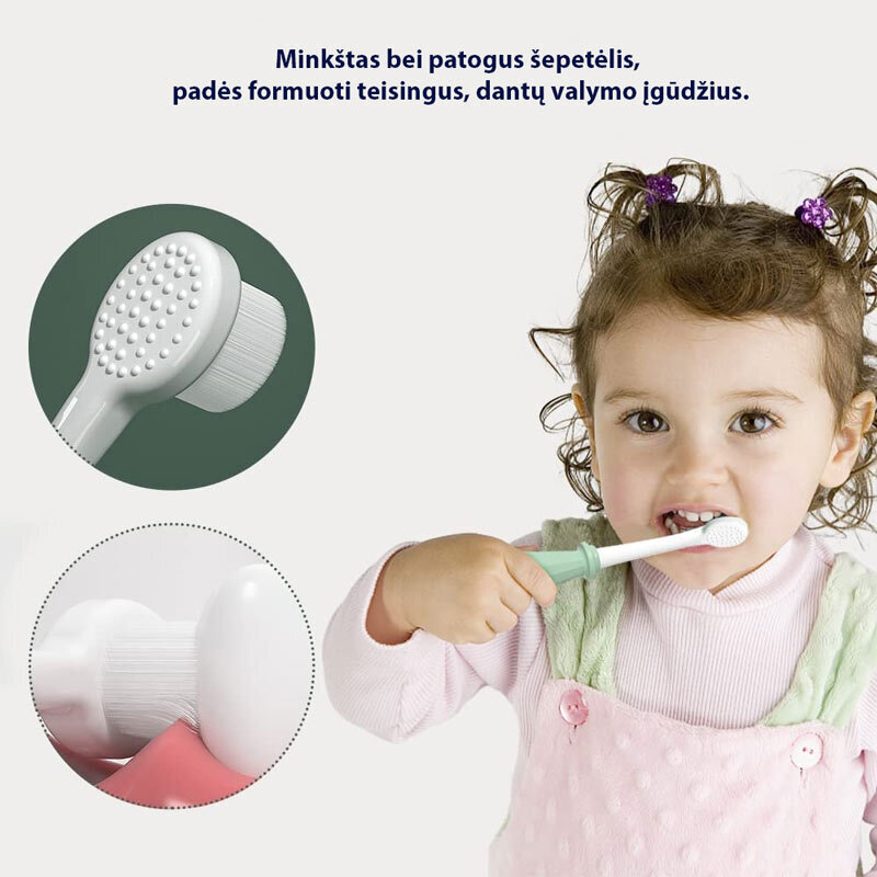 Nano zobu birste bērniem, zaļa, 0 – 3 m. цена и информация | Zobu pastas, birstes | 220.lv