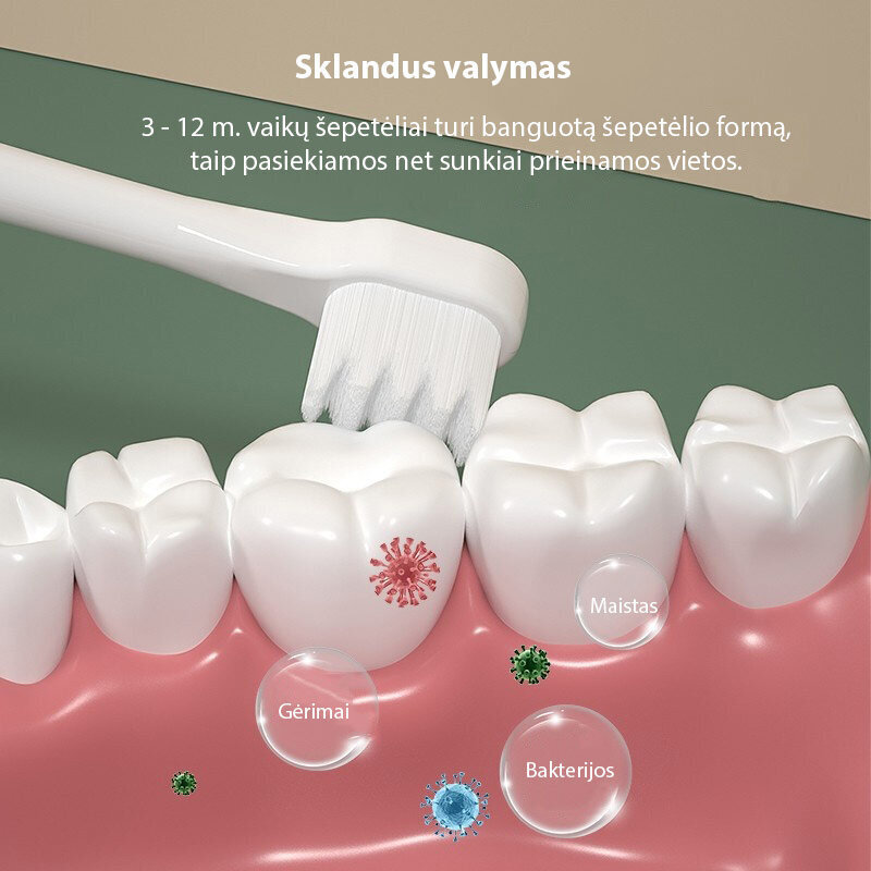Nano zobu birste bērniem, zaļa, 3 – 12 m. цена и информация | Zobu pastas, birstes | 220.lv