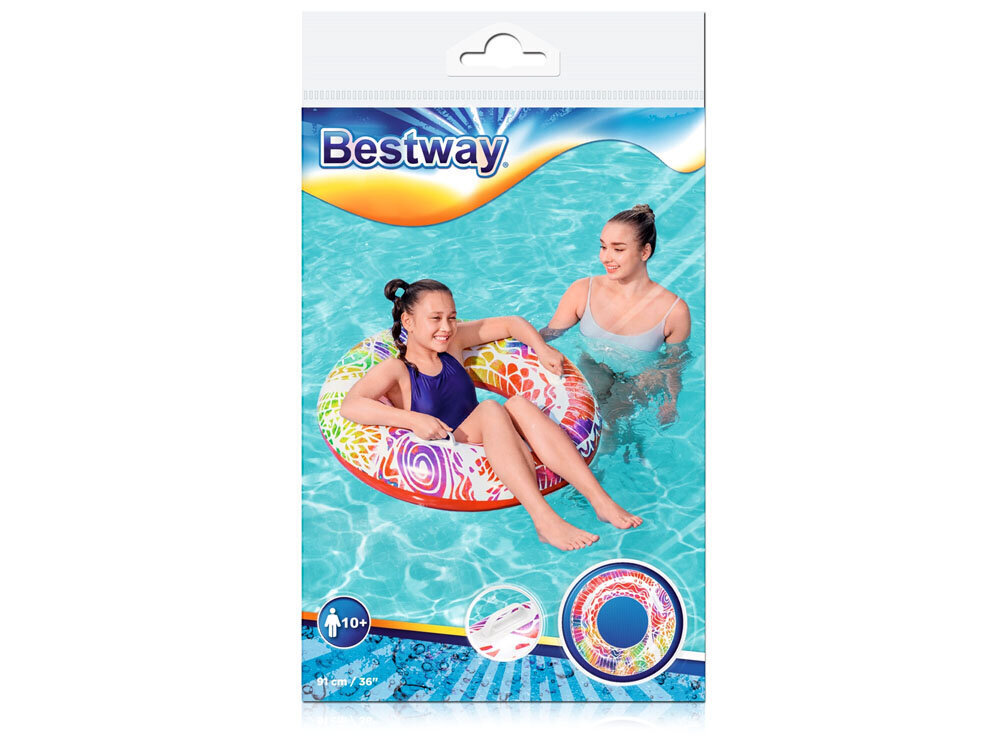 Piepūšamais peldēšanas riņķis Bestway , 91cm, sarkans cena un informācija | Piepūšamās rotaļlietas un pludmales preces | 220.lv