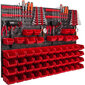 Kraušanas kastes sienas plaukts 1152 x 780 mm sienas plākšņu uzglabāšanas tvertnes instrumentu turētājs plastmasas (56 kastes sarkanas) cena un informācija | Instrumentu kastes | 220.lv