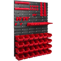 576 x 780 mm sienas plaukts darbnīcas garāžas uzglabāšana hobija telpa instrumentu turētājs kraušanas kastes uzglabāšanas tvertnes. (28 sarkanas kastes) cena un informācija | Instrumentu kastes | 220.lv