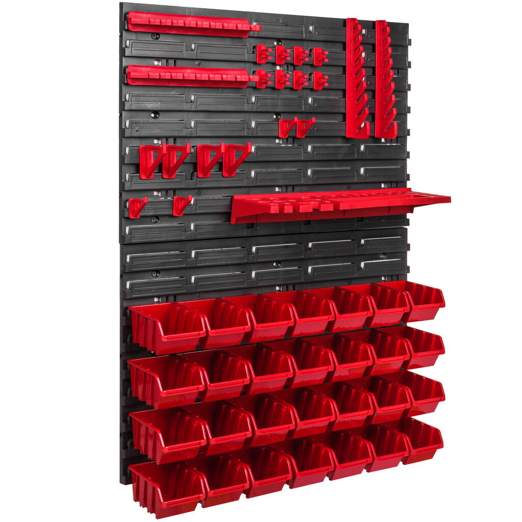 576 x 780 mm sienas plaukts darbnīcas garāžas uzglabāšana hobija telpa instrumentu turētājs kraušanas kastes uzglabāšanas tvertnes. (28 sarkanas kastes) цена и информация | Instrumentu kastes | 220.lv