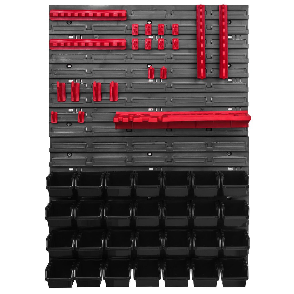 576 x 780 mm sienas plaukts darbnīcas garāžas uzglabāšana hobija telpa instrumentu turētājs kraušanas kastes uzglabāšanas tvertnes. (28 kastes melnas) cena un informācija | Instrumentu kastes | 220.lv