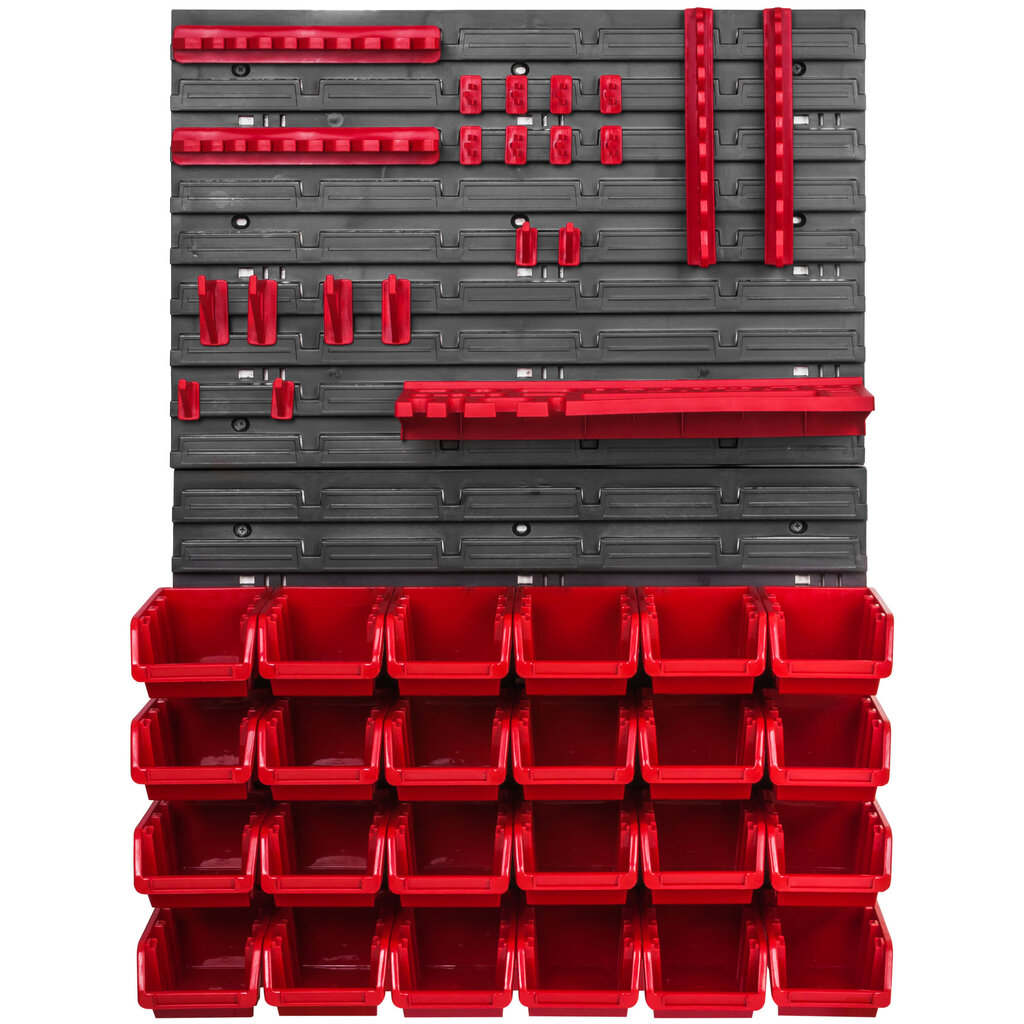 576 x 780 mm sienas plaukts darbnīcas garāžas glabātuve hobija telpa instrumentu turētājs kraušanas kastes uzglabāšanas tvertnes (20 kastes sarkanas) цена и информация | Instrumentu kastes | 220.lv