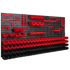 172 x 78 cm XXL sistēmas plaukts sienas plaukts sakraujami kastes instrumentu sienas instrumentu turētājs uzglabāšanas tvertnes plastmasas sarkans melns (101 kaste melna/sarkana) cena un informācija | Instrumentu kastes | 220.lv