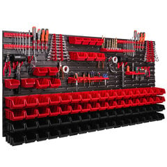 172 x 78 cm XXL sistēmas plaukts sienas plaukts kraušanas kastes instrumentu sienas instrumentu turētājs uzglabāšanas tvertnes tekne plastmasas kaste sarkana melna (81 kaste sarkana/melna) cena un informācija | Instrumentu kastes | 220.lv