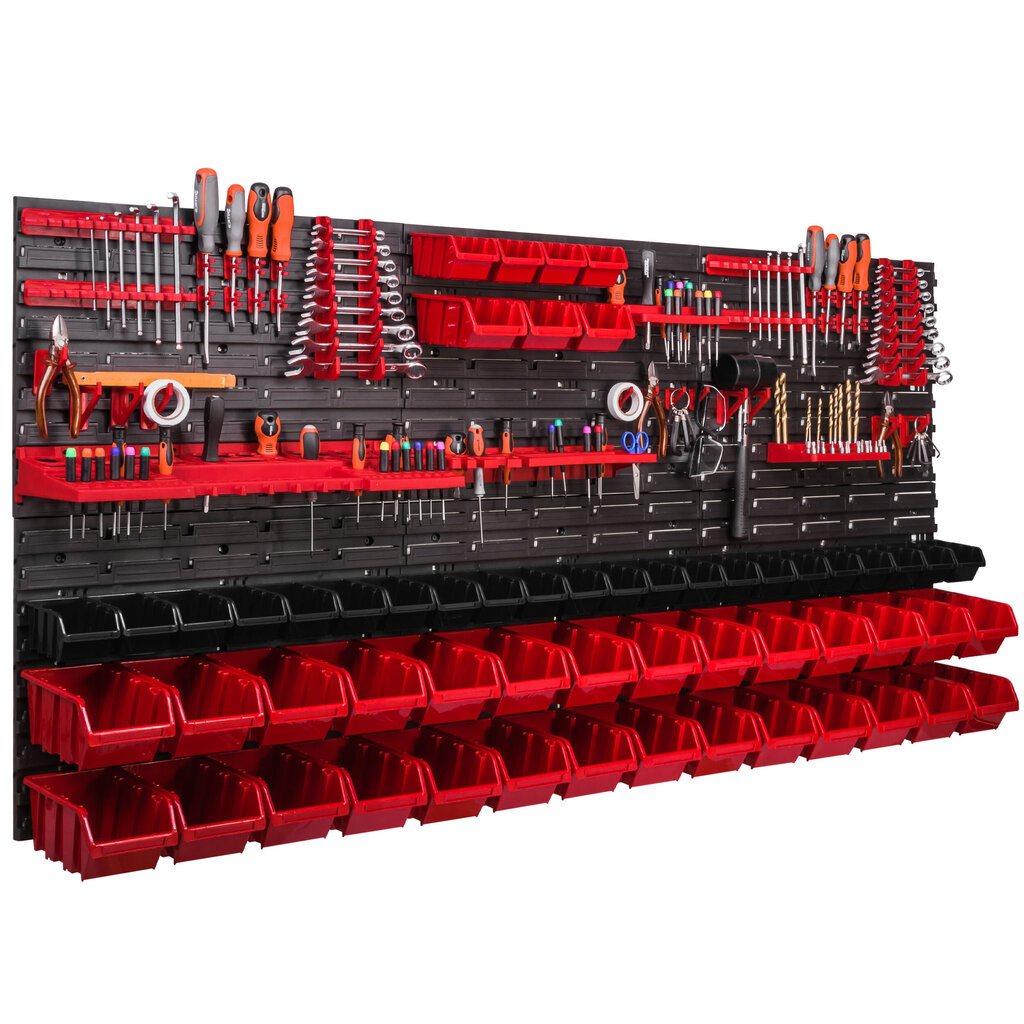 173 x 78 cm sakraujami kastes sienas plaukts darbnīcas plaukts uzglabāšanas kastes instrumentu turētāja āķis (57 kastes sarkans/melns) cena un informācija | Instrumentu kastes | 220.lv