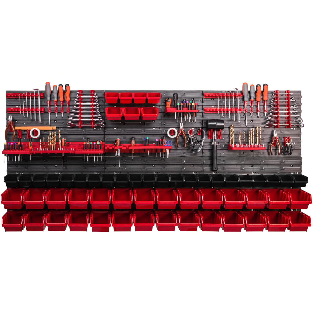 173 x 78 cm sakraujami kastes sienas plaukts darbnīcas plaukts uzglabāšanas kastes instrumentu turētāja āķis (57 kastes sarkans/melns) cena un informācija | Instrumentu kastes | 220.lv