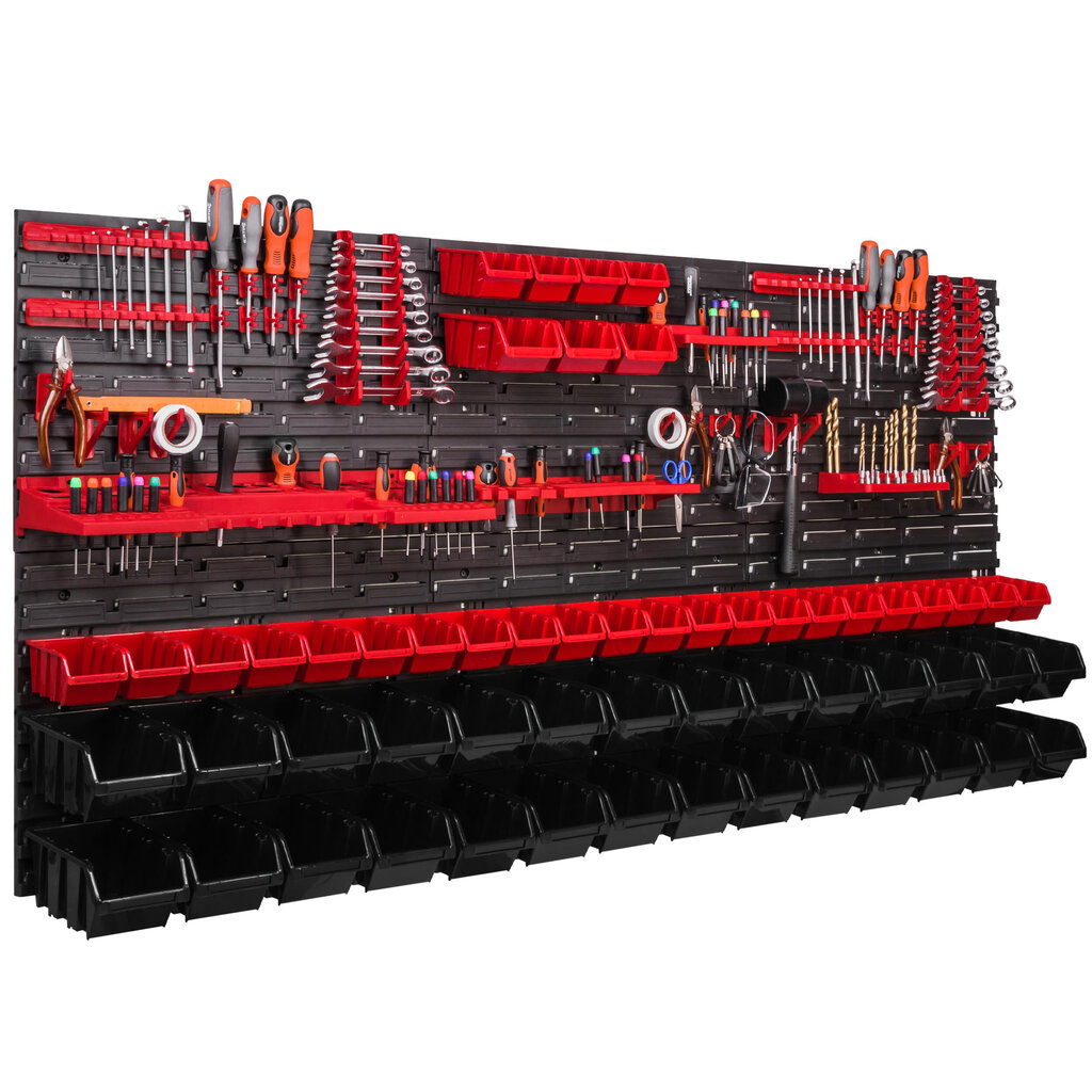 173 x 78 cm sakraujami kastes sienas plaukts darbnīcas plaukts atvērts priekšējais glabāšanas kastes kaste izpletnes instrumenta turētāja āķis (57 kastes melna/sarkana) цена и информация | Instrumentu kastes | 220.lv