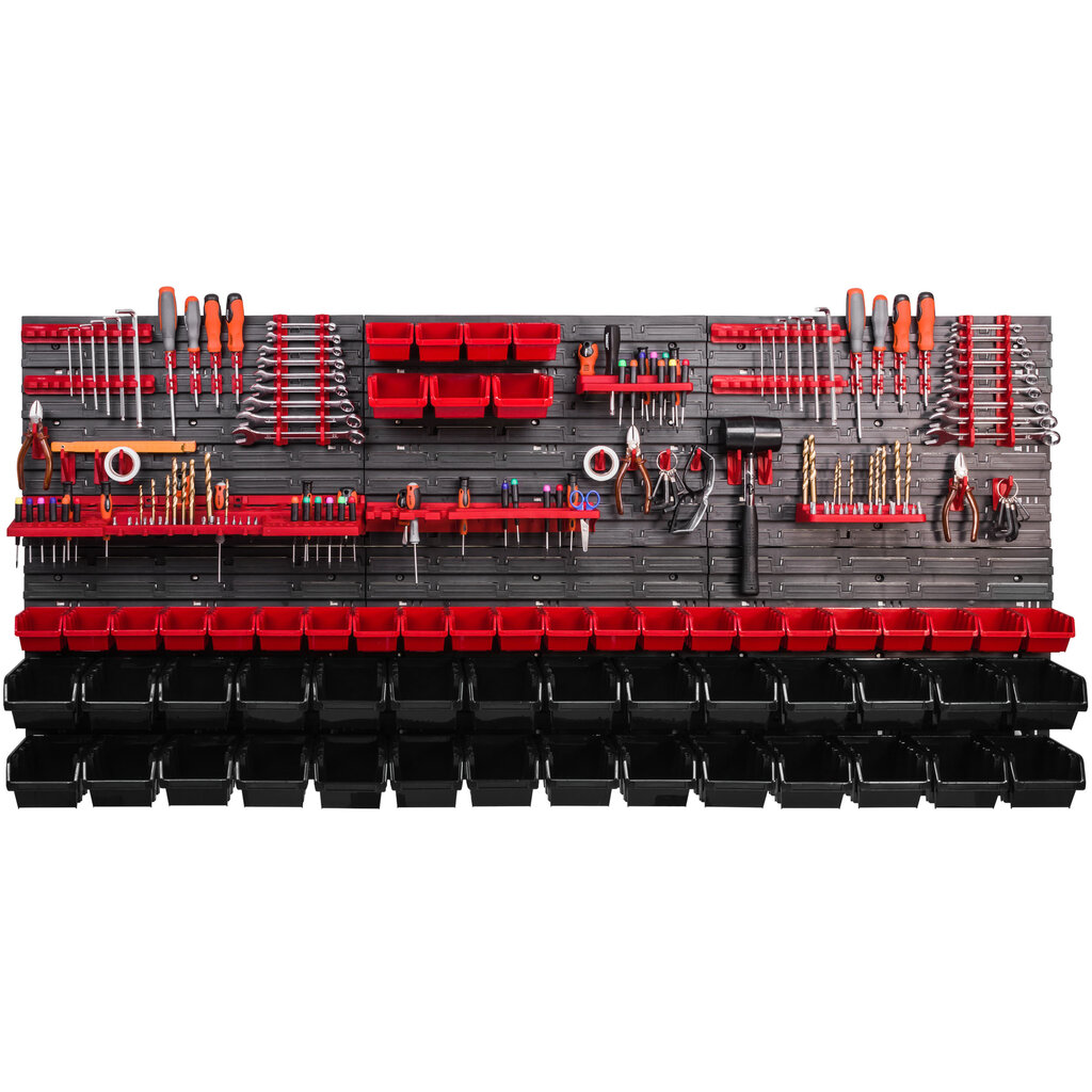 173 x 78 cm sakraujami kastes sienas plaukts darbnīcas plaukts atvērts priekšējais glabāšanas kastes kaste izpletnes instrumenta turētāja āķis (57 kastes melna/sarkana) цена и информация | Instrumentu kastes | 220.lv