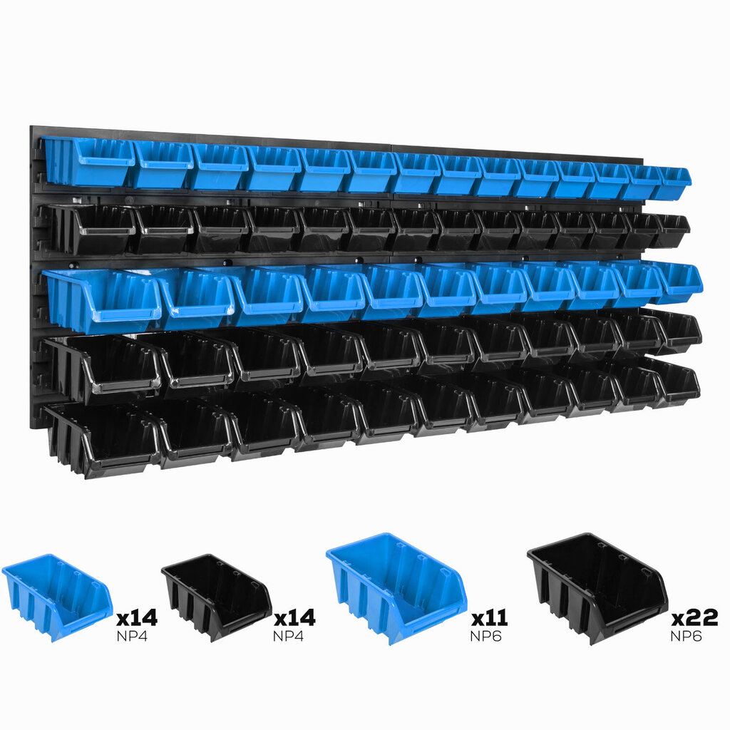 Uzglabāšanas sistēmas sienas plaukts 1152 x 390 mm | 61 gab. kastes | Kraušanas kastes, teknes plaukts, uzglabāšanas tvertnes | Īpaši spēcīgi sienu paneļi | Paplašināms plaukts | Darbnīcas plaukti, noliktavas plaukti, darbnīcas sienas plaukti, plug-in pla цена и информация | Instrumentu kastes | 220.lv