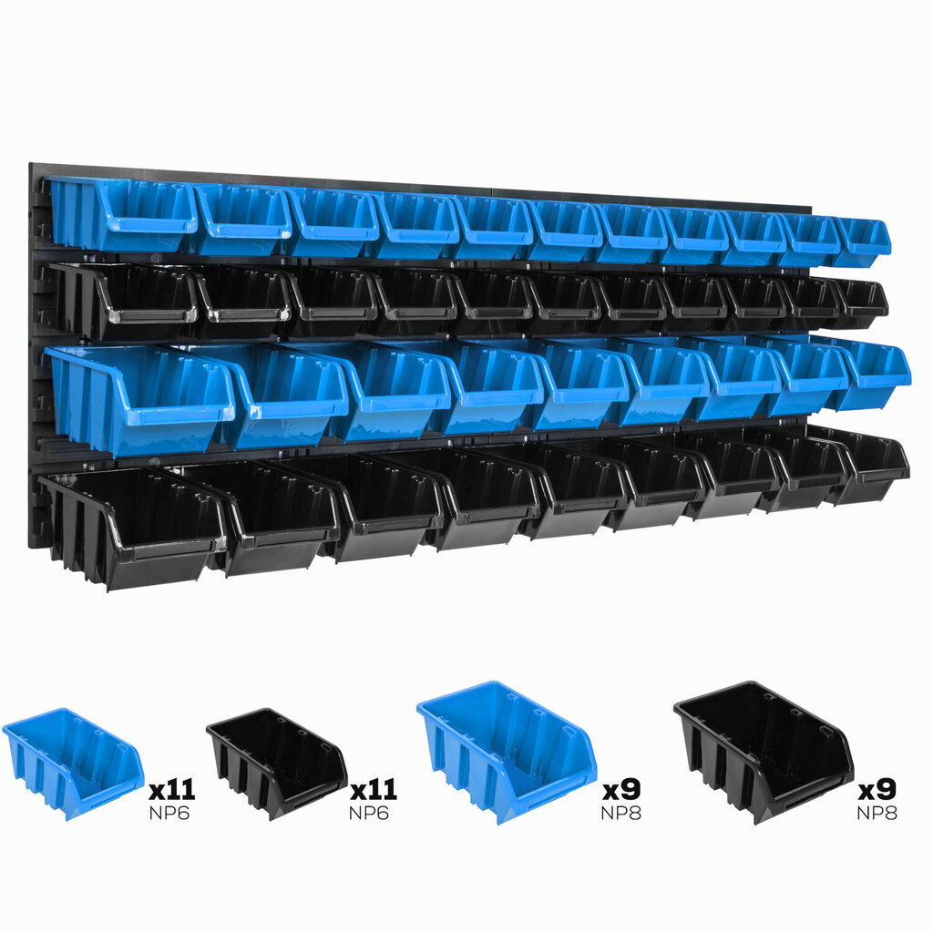 Uzglabāšanas sistēmas sienas plaukts 1152 x 390 mm | 40 gab. kastes | Kraušanas kastes, teknes plaukts, uzglabāšanas tvertnes | Īpaši spēcīgi sienu paneļi | Paplašināms plaukts | Darbnīcas plaukti, noliktavas plaukti, darbnīcas sienas plaukti, plug-in pla cena un informācija | Instrumentu kastes | 220.lv