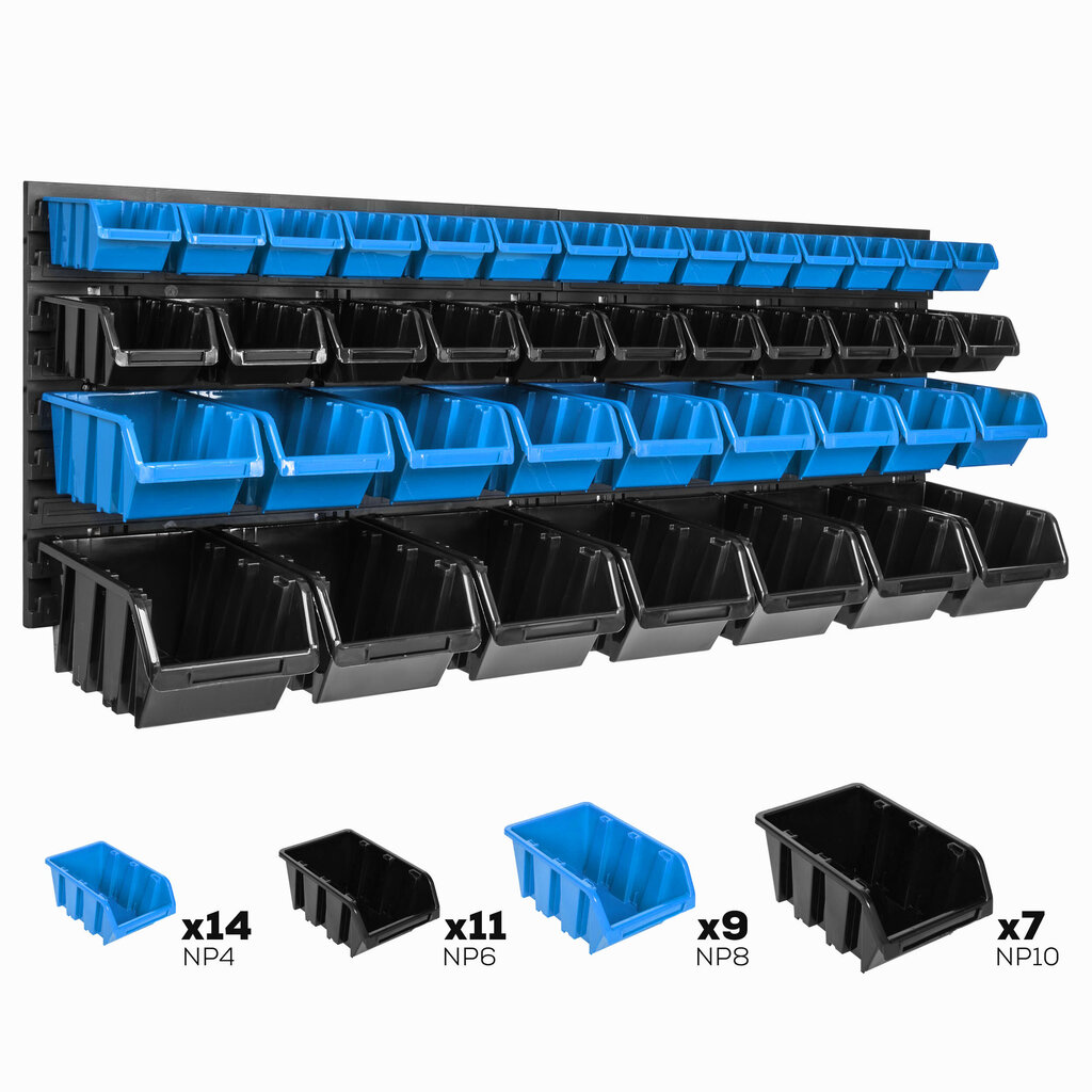Uzglabāšanas sistēmas sienas plaukts 1152 x 390 mm | 41 gab. kastes | Kraušanas kastes, teknes plaukts, uzglabāšanas tvertnes | Īpaši spēcīgi sienu paneļi | Paplašināms plaukts | Darbnīcas plaukti, noliktavas plaukti, darbnīcas sienas plaukti, plug-in pla cena un informācija | Instrumentu kastes | 220.lv