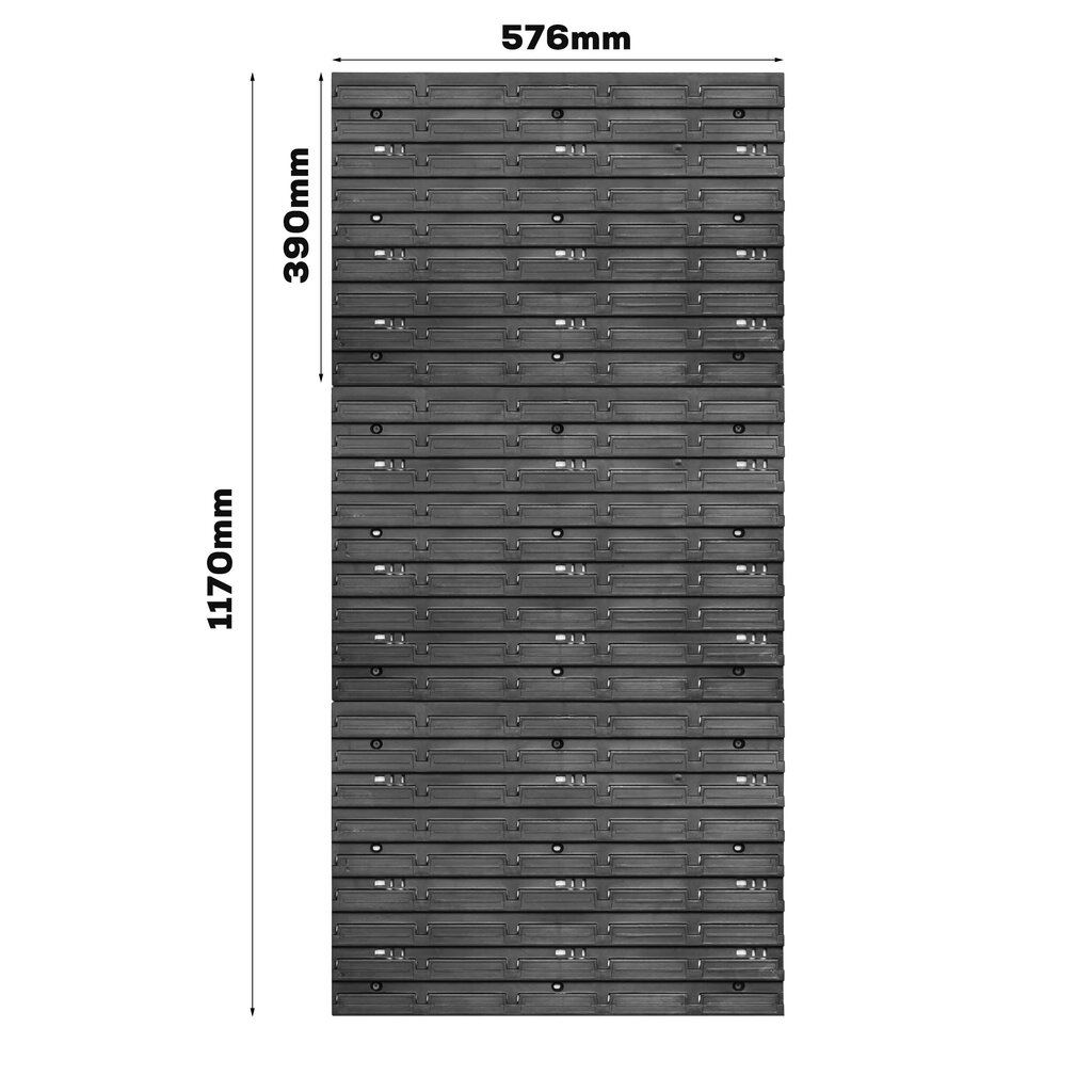 Uzglabāšanas sistēmas sienas plaukts 576 x 1170 mm | 70 gab. kastes | Kraušanas kastes, teknes plaukts, uzglabāšanas tvertnes | Īpaši spēcīgi sienu paneļi | Paplašināms plaukts | Darbnīcas plaukti, noliktavas plaukti, darbnīcas sienas plaukti, plug-in pla цена и информация | Instrumentu kastes | 220.lv