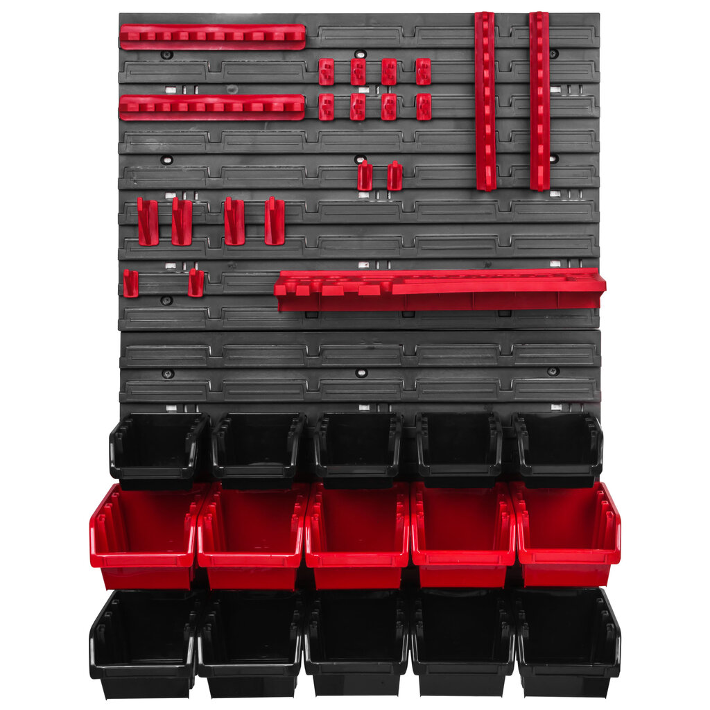 576 x 780 mm sienas plaukts darbnīcas garāžas uzglabāšana hobija telpa instrumentu turētājs kraušanas kastes uzglabāšanas tvertnes. (15 kastes sarkanas/melnas) цена и информация | Instrumentu kastes | 220.lv