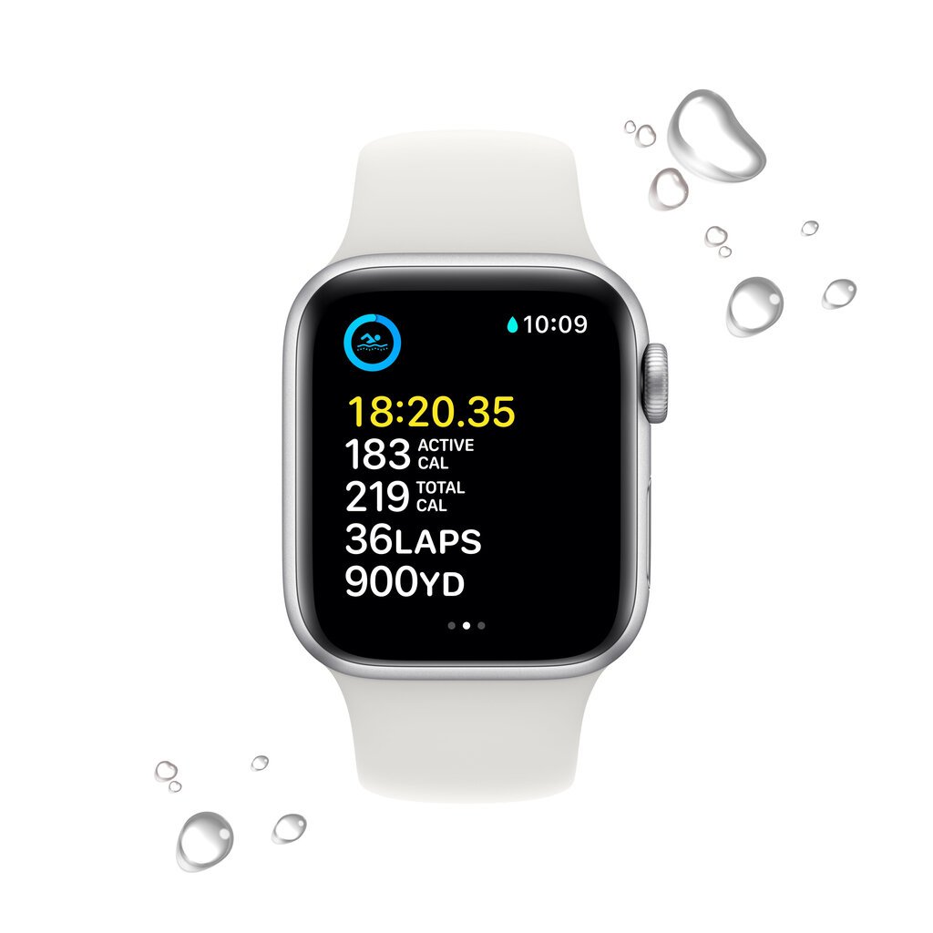 Apple Watch SE GPS + Cellular 44mm Silver Aluminium Case with White Sport Band - Regular 2nd Gen - MNQ23EL/A цена и информация | Viedpulksteņi (smartwatch) | 220.lv