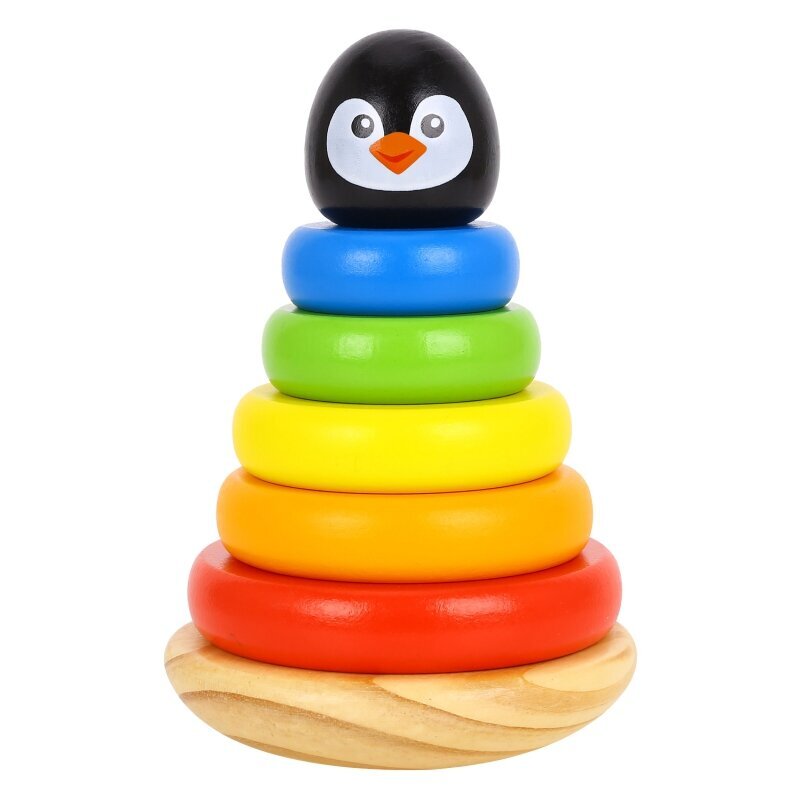 Koka piramīdas puzle - Pingvīns цена и информация | Rotaļlietas zīdaiņiem | 220.lv