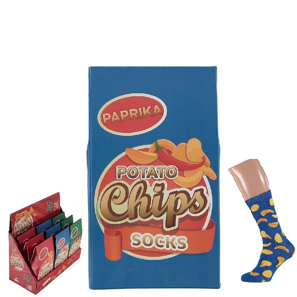 Zeķes vīriešiem dāvanu kastē Potato Chips socks, Paprika цена и информация | Vīriešu zeķes | 220.lv