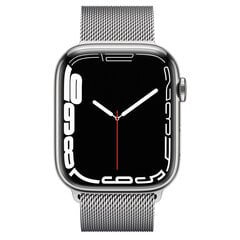 Apple Watch Series 7 45mm GPS + Cellular, Stainless Steel Silver (lietots, stāvoklis A) cena un informācija | Viedpulksteņi (smartwatch) | 220.lv